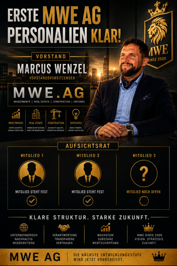 MARCUS WENZEL im Vorstand der MWE AG mit weiteren Mitgliedern im Aufsichtsrat